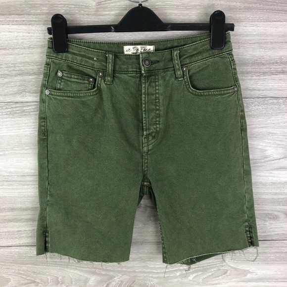 We The Free People Avery Bermuda Shorts In Army Green Sz 27 $78 Raw Hem … - Picture 4 of 8